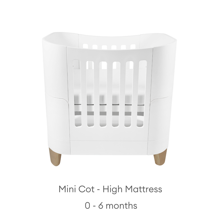 Gaia Baby Serena Mini Cot with Natural Legs - use high mattress from newborn to six months