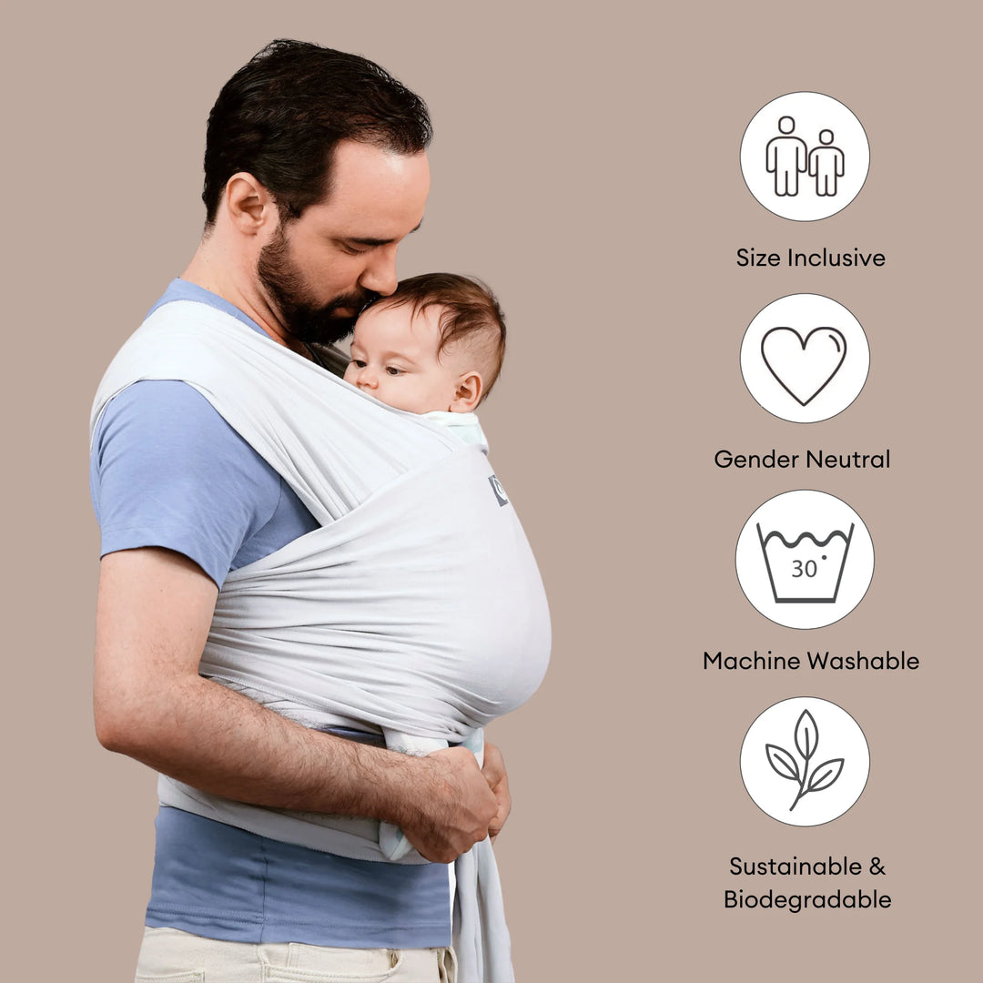 Fular elástico para bebé | Algodón orgánico - Gris plata