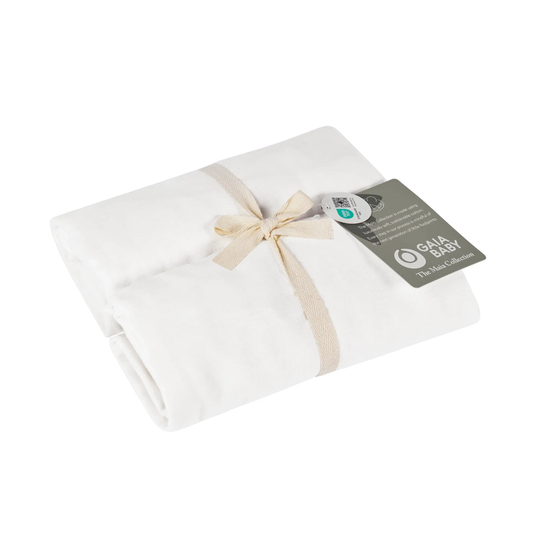 Maia Muslin Fitted Sheets Hera Cot Bed - Soft White