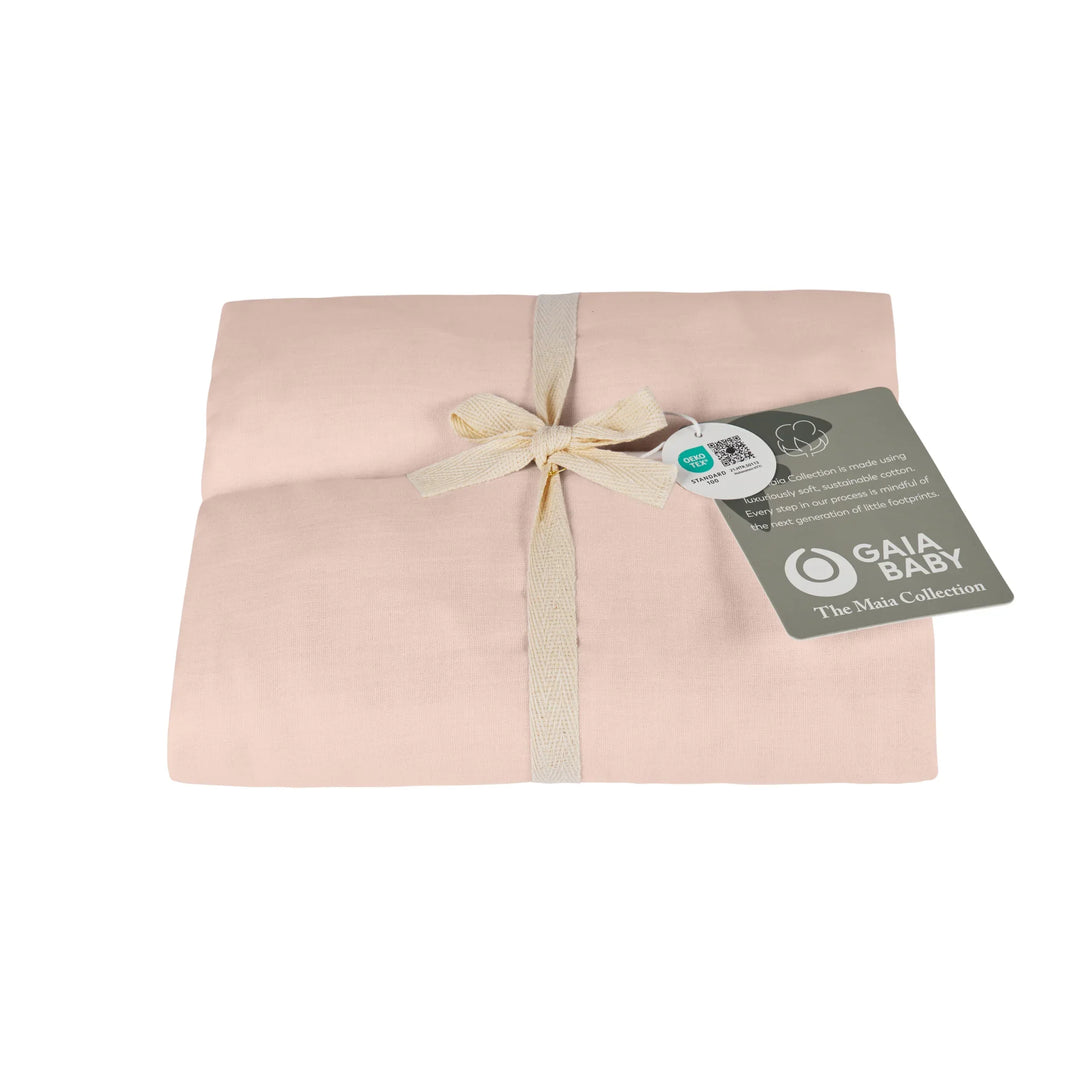 Maia Muslin Fitted Sheets Serena Cot Bed - Blush