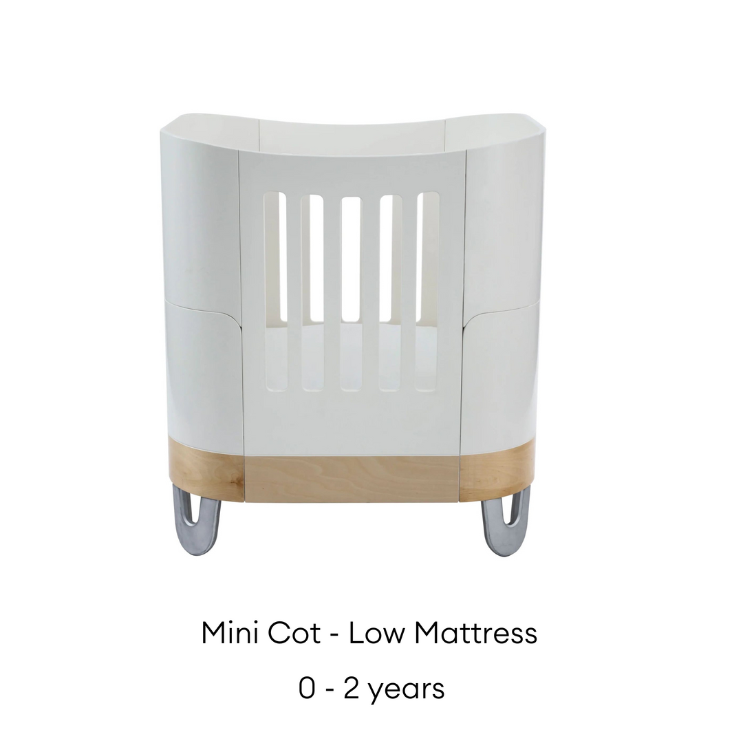 Serena Cot Bed + Mini Cot - White | Natural
