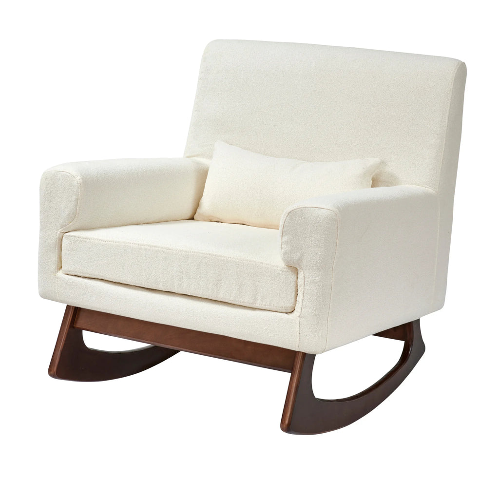 Serena Rocking Nursing Chair Chalk Boucl and Walnut Gaia