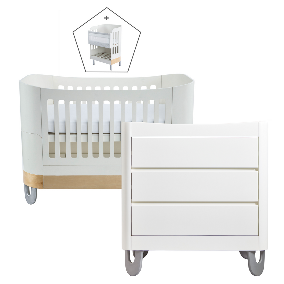 Serena Cot Bed + Bedside Crib & Dresser Set