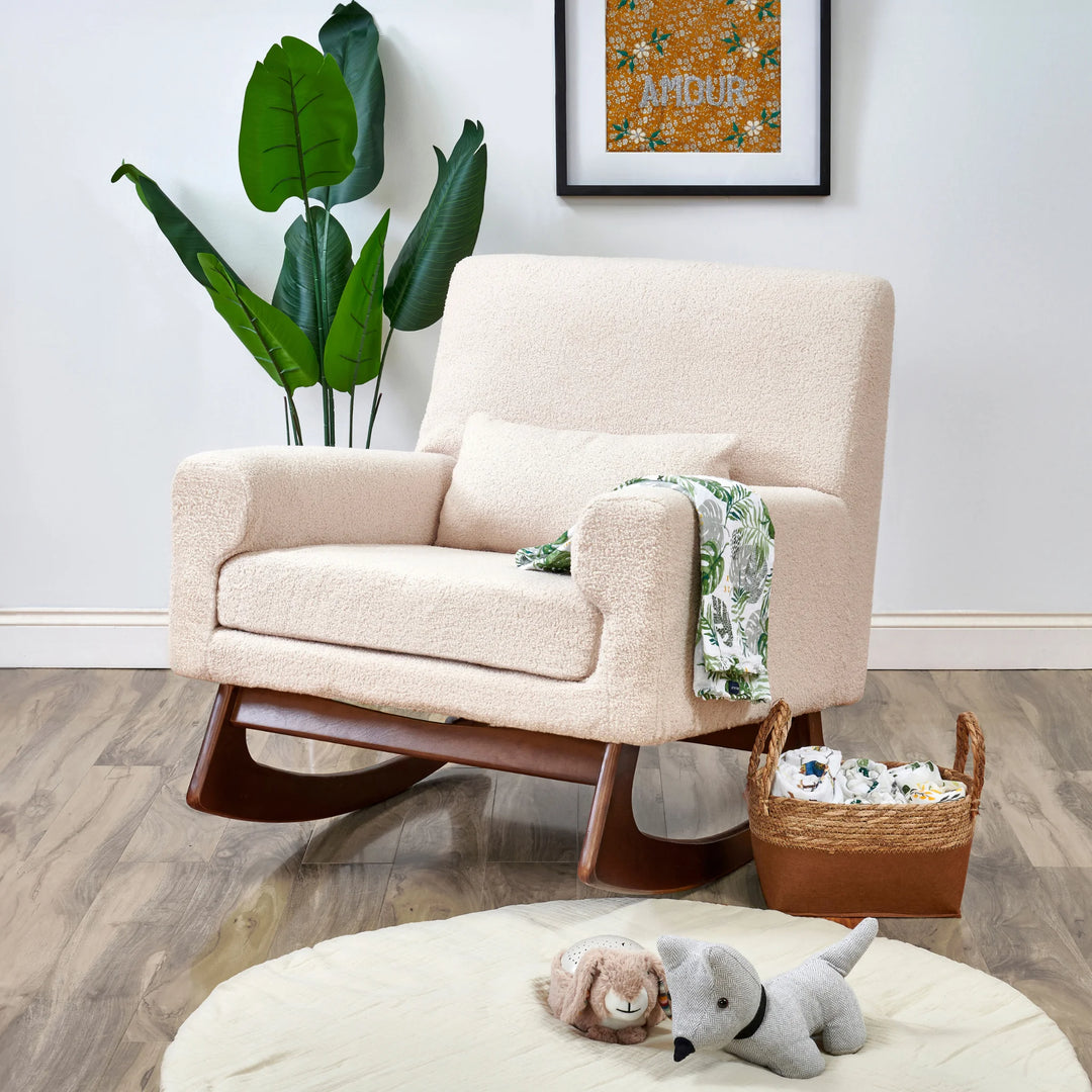 Serena Bouclé Rocking & Nursing Chair and Footstool Set