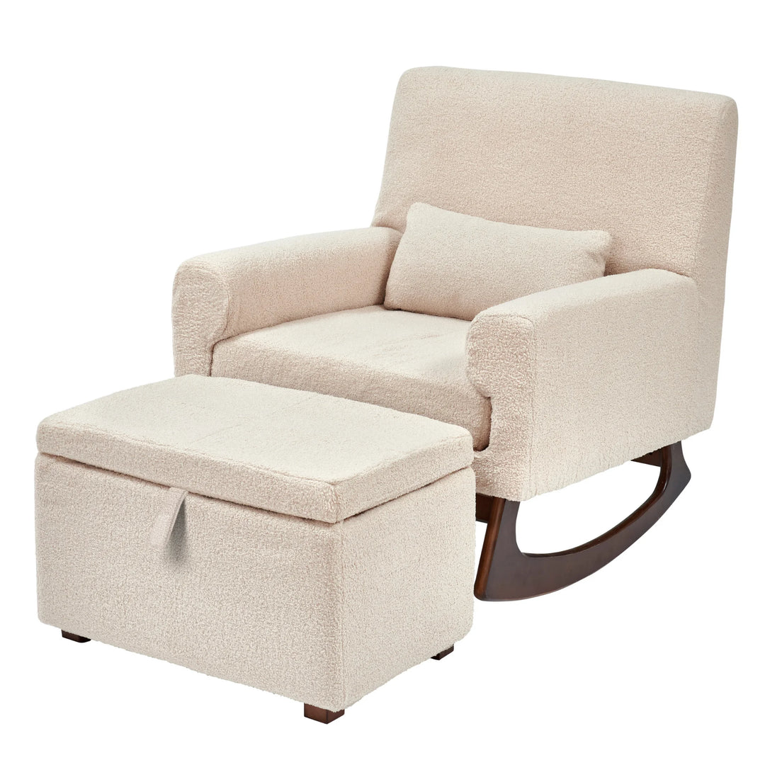 Serena Bouclé Rocking & Nursing Chair and Footstool Set