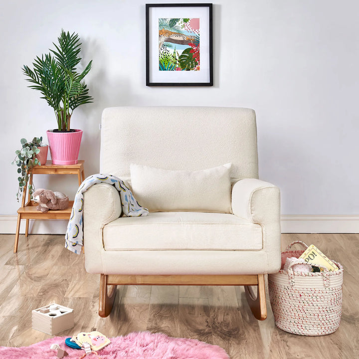 Serena Bouclé Rocking & Nursing Chair and Footstool Set