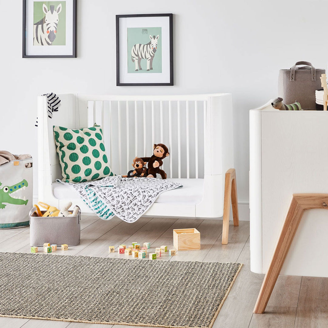 Gaia Baby Sustainable Real Wood Cot Bed in Scandi White Natural