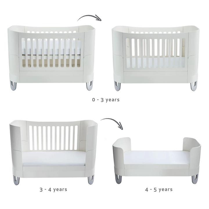 Gaia Baby Serena Real Wood Sustainably Sourced Nursery Furniture Cot Bed in white
