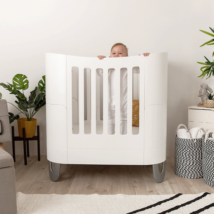 Gaia Baby Serena Nursery Furniture Room Set made from sustainably sourced FSC birch wood in white. Includes cot bed, mini cot and dresser